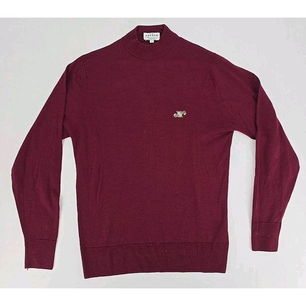 VTG JAEGER Mens TURTLENECK Size 38 97cm 100% Cashmere Red Sweater GREAT BRITAIN